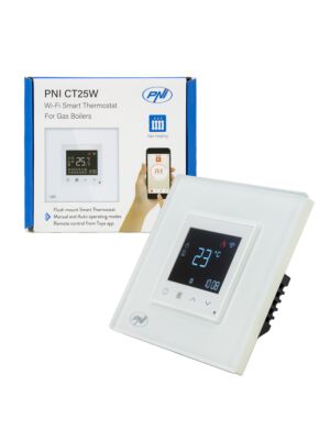 Inteligentný termostat PNI CT25W WiFi pre ústredné plynové kúrenie, montáž pod omietku, 16A, ovládanie z aplikácie Tuya Sm