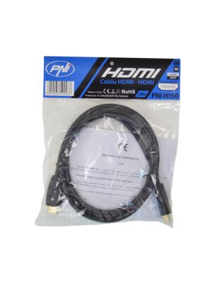 Kábel HDMI PNI H150 vysokorýchlostný 1,4 V, zástrčka, Ethernet, pozlátený, 1,5 m