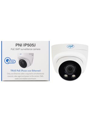 Video monitorovacia kamera PNI IP505J POE, 5 MP, kupola, 2,8 mm, pre vonkajšie použitie, biela