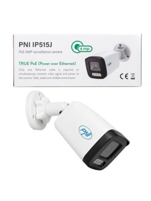 Video monitorovacia kamera PNI IP515J POE, odrážka 5MP, 2,8 mm, pre exteriér, biela