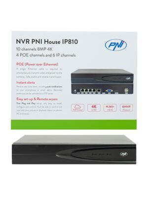 NVR POE PNI House IP810 s 10 kanálmi 4K 8MP