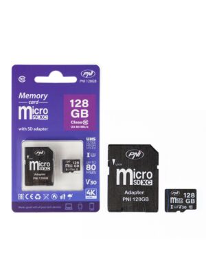 Pamäťová karta MicroSD PNI 128 GB s adaptérom SD, trieda 10, 80 Mb/s, V30