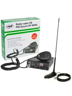 CB PNI ESCORT Súprava rádiostanice ASQ HP 8000L + Anténa CB PNI Extra 45 s magnetom