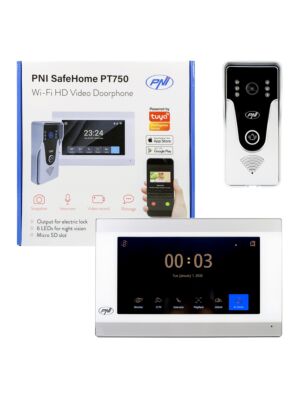 Inteligentný videovrátnik PNI SafeHome PT750 WiFi HD, P2P, vnútorný monitor, vyhradená aplikácia Tuya Smart, integrácia do