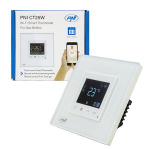 Inteligentný termostat PNI CT25W WiFi pre ústredné plynové kúrenie, montáž pod omietku, 16A, ovládanie z aplikácie Tuya Sm